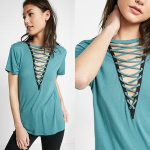 NWT Lace Up Girlfriend Tee